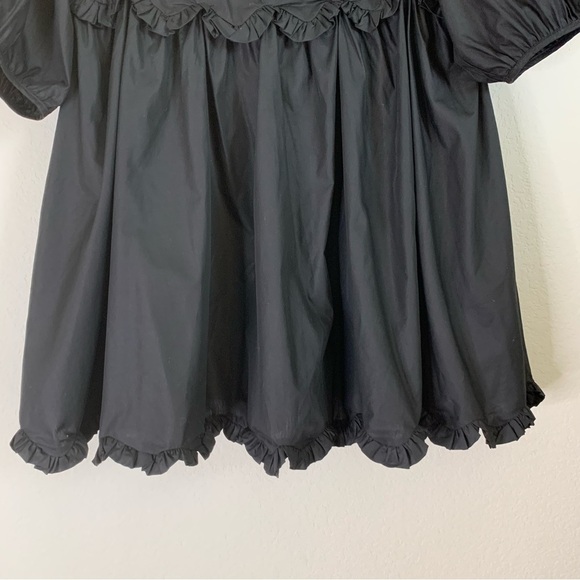 En Saison Womens Black Poplin puff long sleeve scalloped mini dress S - Picture 3 of 11